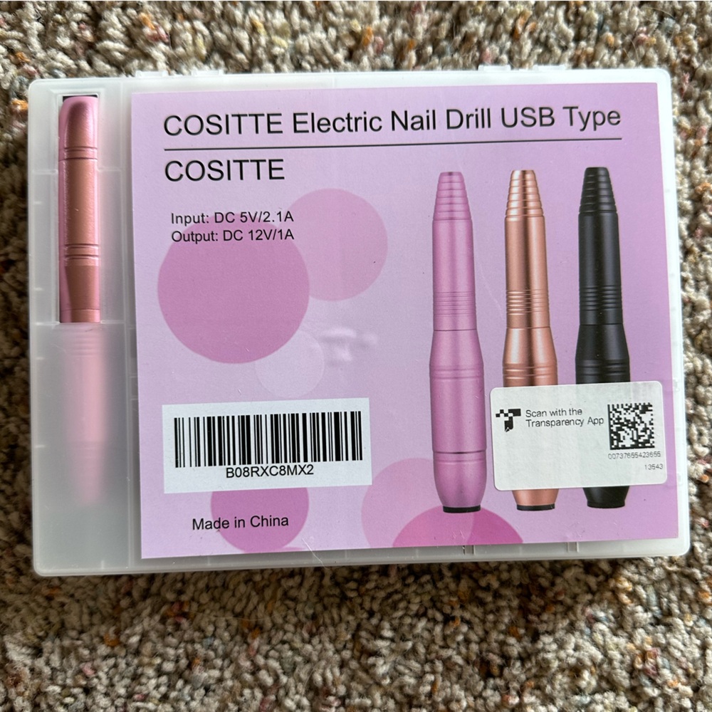 Electric Nail Drill USB Type - Pink and Black